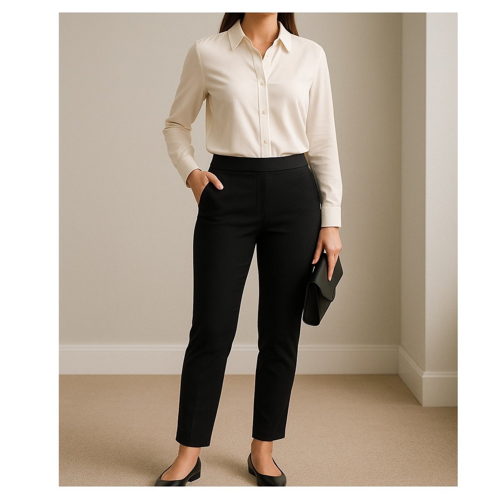 Spanx‎ The Perfect Black Pant Ankle Slim Straight M Stretch Ponte Sculpting